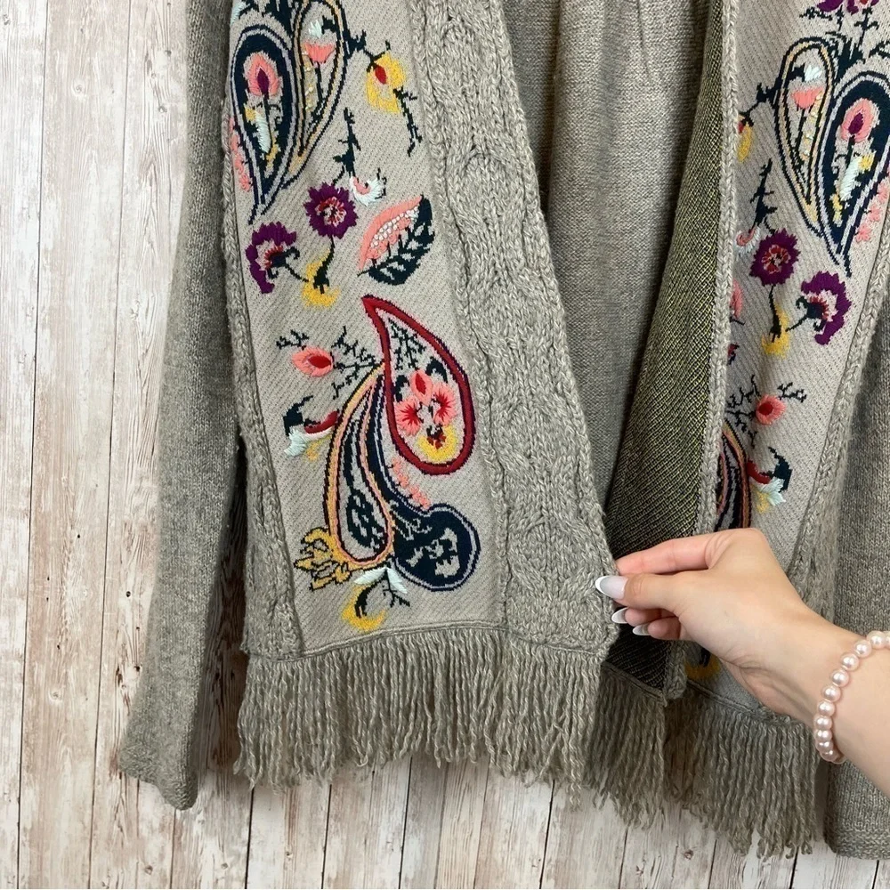 Anthropologie Sleeping On Snow Paisley Open Folklore Cardigan Size Medium Women - Picture 5 of 11
